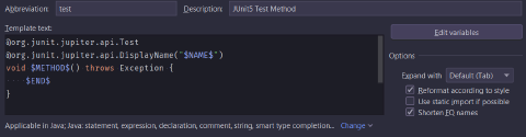 IntelliJ Snippets | Micha Kops' Tech Notes