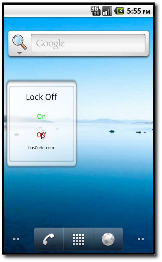 Widget: Screen lock deactivated