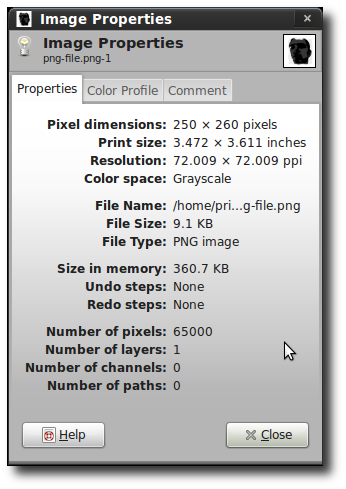 PNG File Image Properties